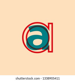 letter symbol a with blue and red colors retro style for advertising