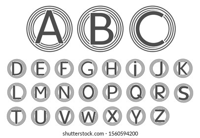 Letter symbol in circle set. English Alphabet, Vector
