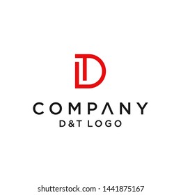 letter symbol D and T with a simple clean modern combination logo