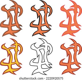 Buchstabensymbol in verschiedenen Stilen. Geeignet für den Namen von Dingen, Marken, Großbuchstaben, Logos, Drucke.