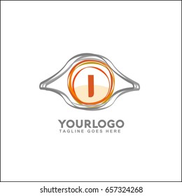 I letter with symbol of eye. logo vector. logo template.