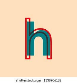letter symbol h with blue and red colors retro style for advertising