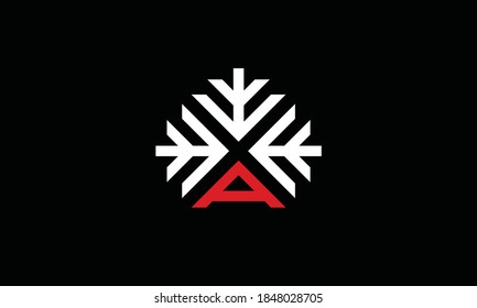 Letter A With Symbol Snow Vector Logo Design Template