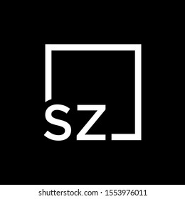 Letter SZ Logo design with square frame line art. business consulting concept. studio,room,group icon. Suitable for business, consulting group company. - vector