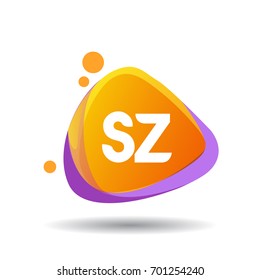 Letter SZ logo in triangle splash and colorful background, letter combination logo design for creative industry, web, business and company.