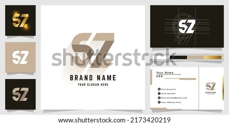 Letter SZ or SL monogram logo with business card design Stock fotó © 
