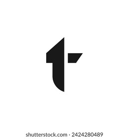 letter t and 1 flat abstract icon logo