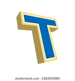 Letter T. 3D design vector