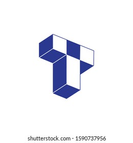letter t 3d geometric box design logo vector