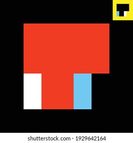Letra T diseño de logotipo con apariencia 3D en estilo Bauhaus. Logo vector en Eps 8.