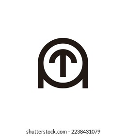 Letra T en A, símbolo geométrico circular simple vector de logotipo