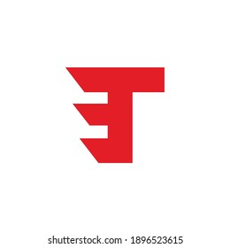 letter t abstract fast motion geometric logo vector