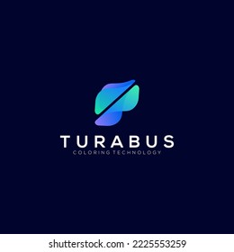 letter T abstract logo gradient colorful