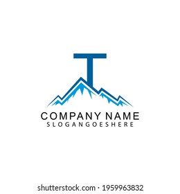 Letter T with Abstract Mountain Logo Vector Template Design