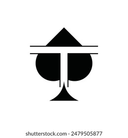 Letter T Ace Spade Modern Simple Icon Design Logo