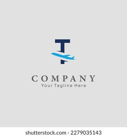Letter T Air Travel Logo Design Template