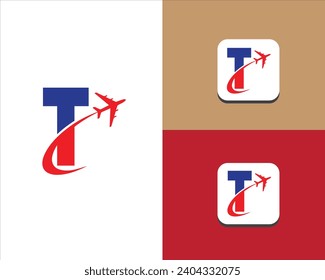 Letter T Air Travel Logo Design Template