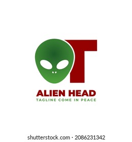 letter T alien head vector logo design