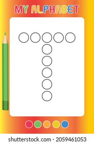 Letter T Alphabet Coloring Pages Printable Dot a Dot Preschool Activity 
