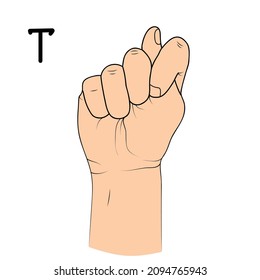 The letter T of the alphabet of gestures. Vector illustration