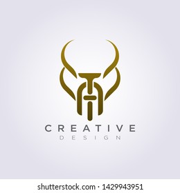 Letter T A Animal Horn Abstract Vector Illustration Design Clipart Symbol Logo Template.