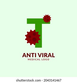 letter T antiviral medical and healthcare vector logo design