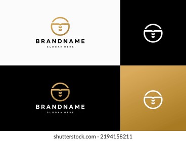 Letter T arrow and circle logo icon with simple flat concept