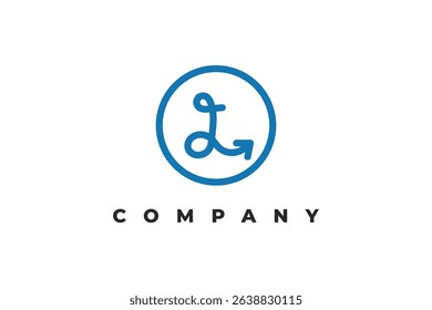 letter t arrow line inside circle minimal logo