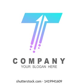 Letter t with arrow logo design vector, fast and letter t icon , success symbol