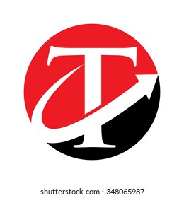 letter T with arrow. logo vector.