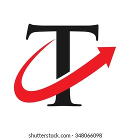 Letter T With Arrow. Logo Vector.