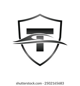 Letter T Auto Car Shield Simple Modern Business Creative Design Logo