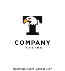 Letter T Bald Eagle Logo Icon Vector