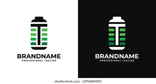 Logotipo de la batería de la letra T. Adecuado para cualquier negocio relacionado con Batería con T inicial.