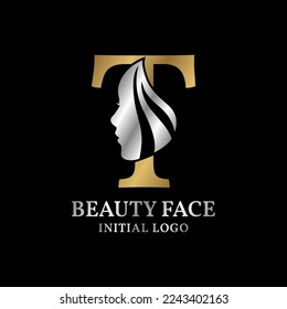elemento de diseño inicial del logotipo del vector de belleza de la letra T