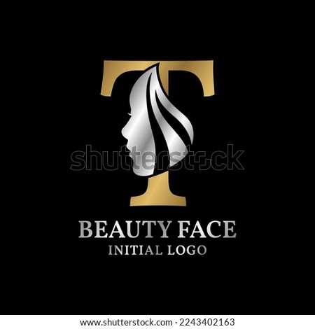 letter T beauty face initial vector logo design element