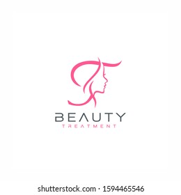 Letter T beauty Face Logo Design Vector Icon