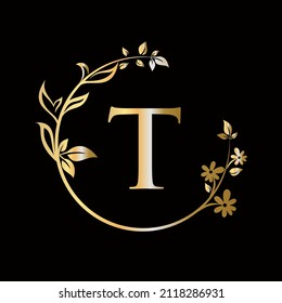 Letter T Beauty flower logo with creative concept for company, business, decorative, flower, beauty, spa premium vector template