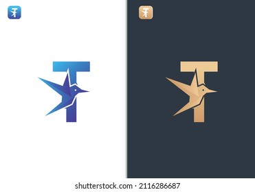 Letter T Bird Logo Design Template for Travel, tour, freedom and peace business