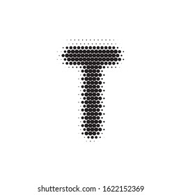 Letter T black halftone pattern font