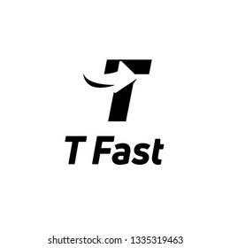 Letter T black logo with negative space arrow logo for business, transportation, delivery company isolated on white background. - Vector Illustration