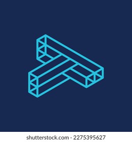 Letter t block cube monogram creative design