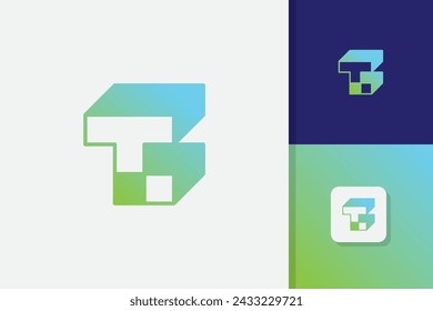 letter t block logo design vector template