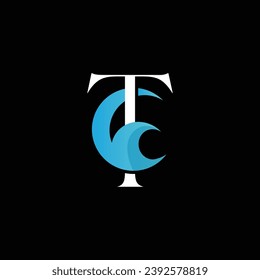 Letter T with blue wave logo for fashion bussines