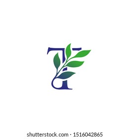 letter T with branches and leaves