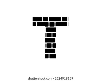 letter T brick wall symbol icon design vector isolated transparent background