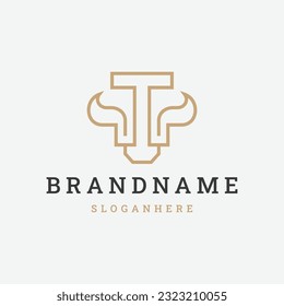 Letter T Bull Logo, to Bull with T initial vector template 