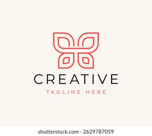 Letra T Mariposa Logo Imagen de Vector