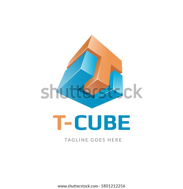 Letter T and C Abstract Cube Logo - TC\
Letter Icon - 3D Colorful Monogram - Initial CT Vector - Realistic\
Symbol Illustration