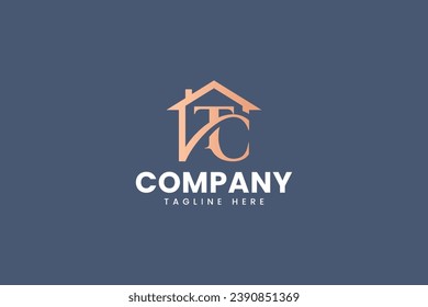letra T C con elemento de origen diseño elegante de logotipo para la empresa inmobiliaria y inmobiliaria